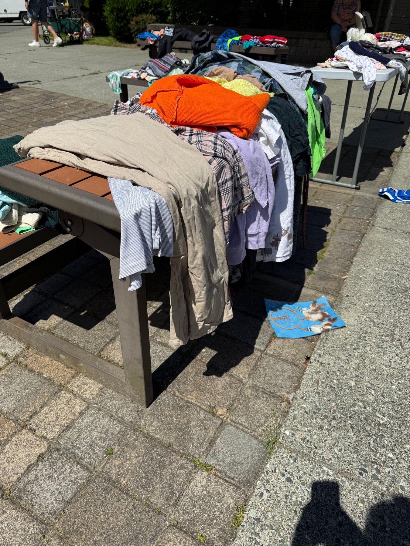 Donated clothing available at a Hope Church community distribution