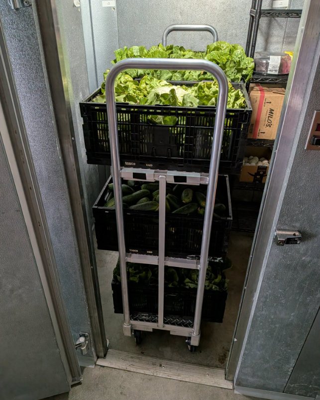 Fresh produce prepared for food distribution